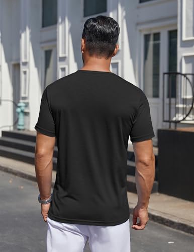 COOFANDY Men's Henley Shirts Short Sleeve Collarless Button T-Shirt Fashion Casual Basic Tee Tops3