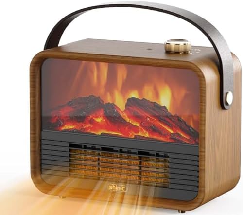 Shinic Portable Small Electric Fireplace Heater, 1500W/ 750W Spac...