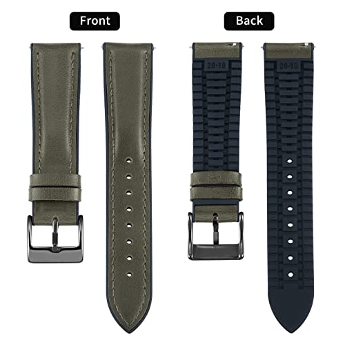 Image of BINLUN Leather Watch Band 14mm 16mm 18mm 19mm 20mm 21mm 22mm Quick Release Premium Oil Wax Leather and Breathable Silicone Hybrid Watch Bands Replacement Strap for Men Women