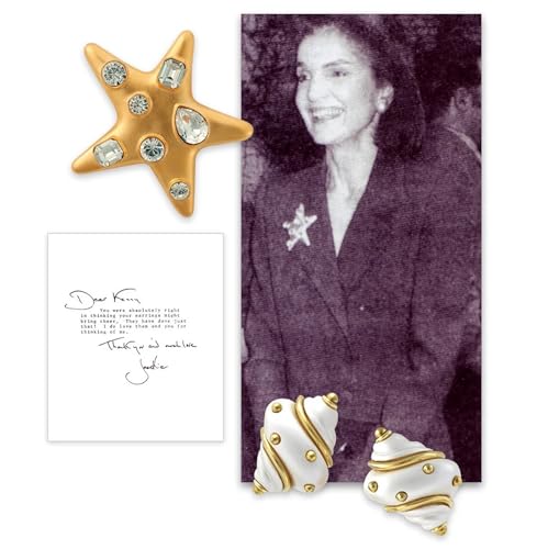 Image of Kenneth Jay Lane Star Pin or Brooch with Faux Stones as Worn by Jackie O