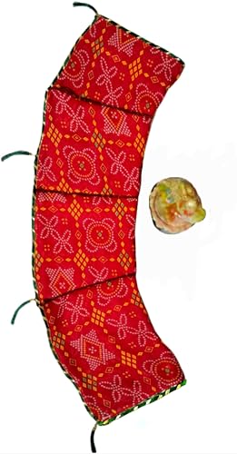 Image of LADO RANI New Jaipuri chunri print Bandhej saree in Pure georgette fabric (Dailywear Pooja Red Green saree) (No blouse)
