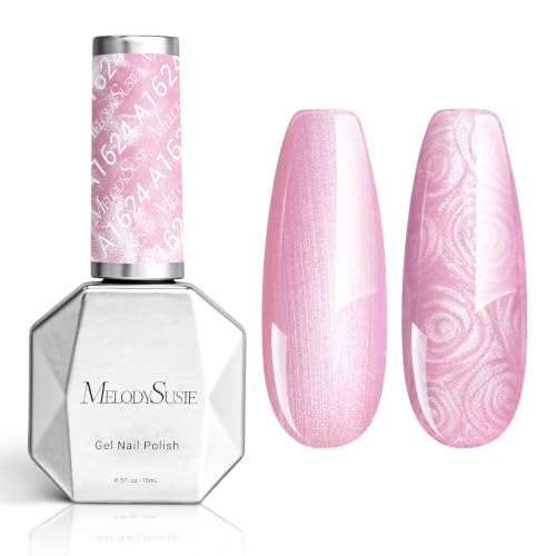 Image of MelodySusie Rose Pink Pearl Gel Nail Polish,0.5fl oz Soak Off UV LED Drawing Shimmer Gel Polish Soak Off Swirl Shell Thread Effect Gifts for Women Nail Art Manicure Salon DIY Nail Design-A1624