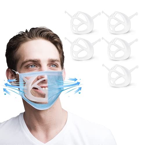 3D Face Mask Bracket- LDPE Mask Bracket Internal Support Frame for Comfortable Mask Wearing-Face Mask Holder Stand Protect Lipstick and Makeup-Face Mask Guard-DIY Face Mask Accessories-5 Pack