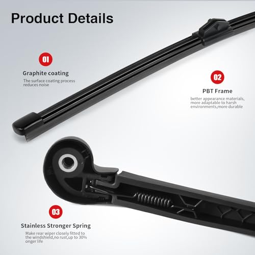 Image of OTUAYAUTO Rear Windshield Wiper Arm Blade Set - Replacement for Audi Q5 2019-2023 New Replacement Accessories Parts OE Style