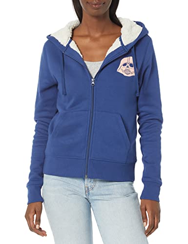 Amazon Essentials Disney | Marvel | Star Wars | Princess Womens Fleece Sherpa-Lined Full-Zip Hooded Sweatshirt Star Wars Darth Large