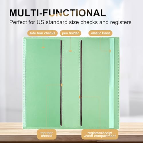 Image of CASMONAL Checkbook Covers for Personal Checkbook Holder RFID Premium Vegan Leather Checkbook Cover for Duplicate Checks