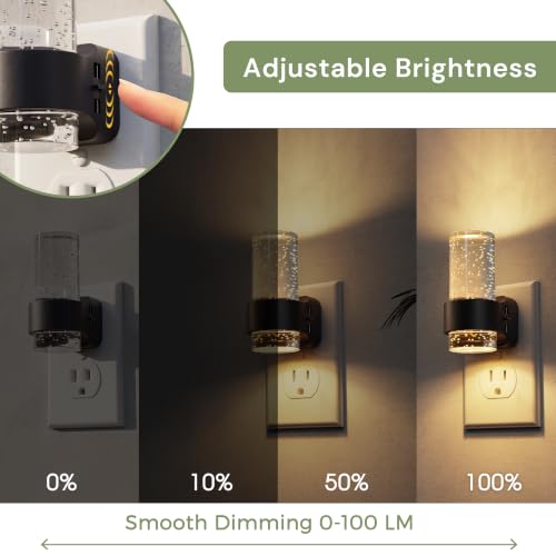 Image of L LOHAS LED Night Lights Plug into Wall, 4 Pack Mini Dimmable Night Light | Dusk-to-Dawn, Soft White /Cool White /Amber 3 Light Color, 0-100LM Adjustable Brightness, Bubble Nightlight for Hallway
