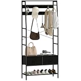 HOMCOM Porte-manteau Vestiaire 2 Tiroirs en Tissu 80 x 30 x 180,5 cm Noir