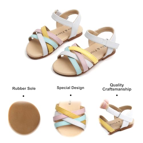 Image of Felix & Flora Toddler Girl Sandals - Little Girl Easter Dress Shoes Lightweight Open Toe Beach Holiday Flats