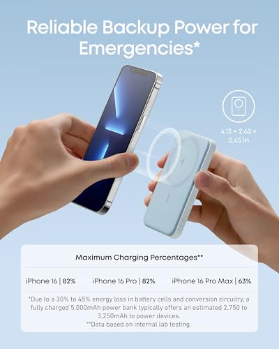 Anker 621 Magnetic Portable Charger (MagGo), 5,000mAh Wireless Power Bank with USB-C Cable, Magsafe-Compatible Battery Pack for iPhone 16/15/14/13/12 Series - Image 4