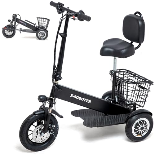 3 Wheel Mobility Scooter, Lightweight Folding Scooters for Seniors & Adults, 36V 500W Dual Motor Lithium Battery, Only 48 lbs, Long Range, Max Load of 330lbs, Airline Friendly