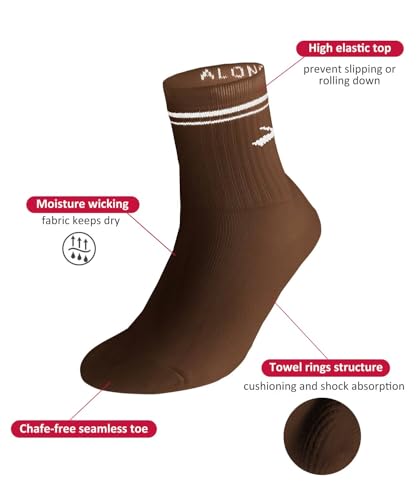 Image of ALONG FIT 3 /5 Crew Socks Whole Foot Cushioned Cotton Vintage Soft Sport Socks for Men and Women