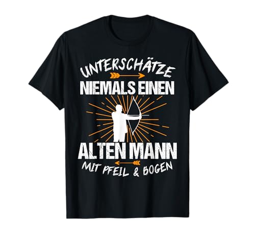 Bogenschiessen Langbogen Bogenschützen Sport Motiv Bogensport Bogenschiessen Bogenschütze Pfeil Geschenk T-Shirt Schwarz S Kurzarm Klassisch Passform T-Shirt Herren Männer S