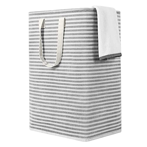 ZERO JET LAG 72L Laundry Hamper with Handles Large Laundry Basket Laundry Bin Collapsable Dirty Clothes Basket Laundry Bag Foldable Dirty Hamper (Striped Grey)