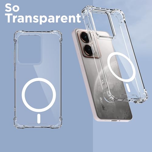Image of Pikkme Back Cover for Realme P3 Ultra 5G Mag-Safe Shockproof PC + TPU | Protective Case Magnetic Support | Bumper Case (Transparent Mag-Safe)