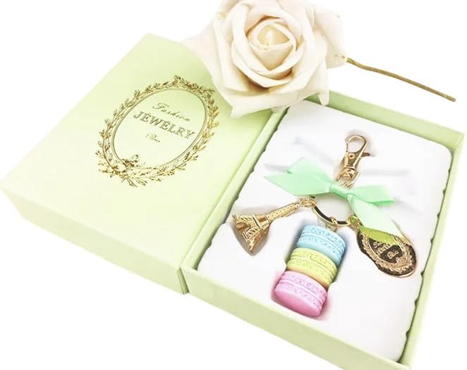 Macaron Eiffel Tower pendant key chains for women/girls