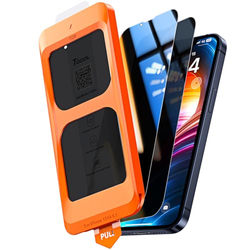 TOCOL für iPhone 14 für Panzerglas Sichtschutz Automatische Installation 9H Härte Stoßfest Kratzfest Anti-Fingerabdruck Anti-Bläschen Anti-Spy Folie für iPhone 14 Kompatibel mit Hülle 2 Stück