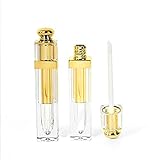 AQUEENLY Lip Gloss Tube Empty 4 ml Gold Lip Gloss Containers with Rotatable Top Cap, 2 Pieces