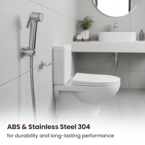Image of Colston Premium Health Faucet for Bathroom | Made of ABS & SS 304 | Comes with 1.25-Meter Stainless Steel Tube | Wall Mounted Jet Spray for Toilet