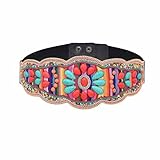 Bohemian Women Belts Handmade Beads Ethnic Statement Wide Elastic Body Belt for Girls Women Dresses (MULTI FLOWER)