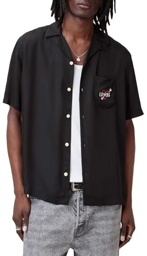 AllSaints Mens Casual Shirt Lovers Ss Shirt Jet Black XL