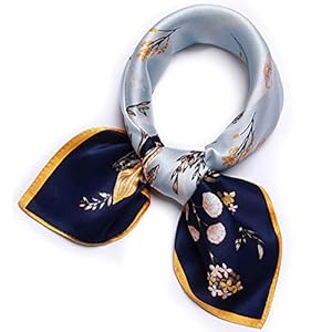 ANDANTINO 100% Mulberry Silk Scarf -21” Lightweight Square Neckerchief – Breathable Digital Printed Scarves with Gift Packed