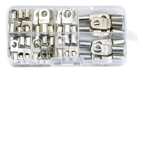 Terminales de anillo de cobre plateado de 60 piezas para cables desnudos de automoción
