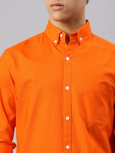 Image of Majestic Man Men's Solid Pure Cotton Casual Shirt - Slim Fit | Full Sleeves | Soft & Breathable Fabric