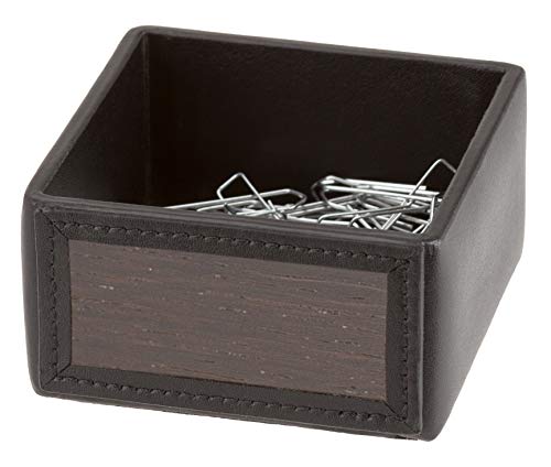 Sebastian Sturm Klammernspender RYAN | Echtes Holz und Leder in Schwarz | Büroklammernhalter Klammernspender