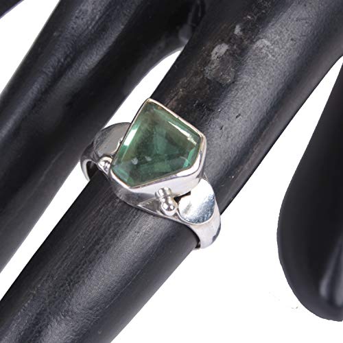 Bague améthyste verte argent 925 de créateur avec pierre fine taille 48 - 4