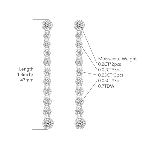 Long Moissanite Dangle Earrings - 925 Sterling Silver Post Linear Drop Created Diamond for Women Gift3