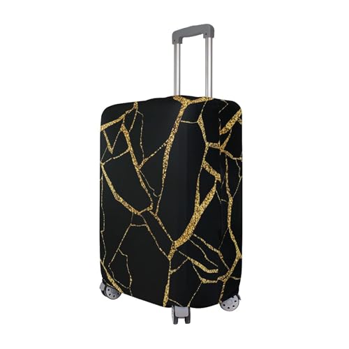 Joisal Marble Black Gold Paint Stock Suitcase Covers Luggage Protector Custom Elastic Travel Essentials for Women Graphic, S, Fits 18-20 Inch Case3
