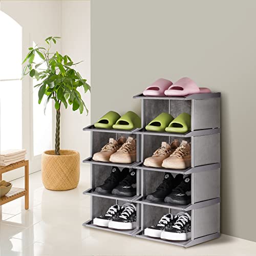 Nihome 8-Tier Narrow Shoe Rack - 12"X11"X48" Space-Saving Organizer For Home Closet, Hallway, Entryway, Bedroom And Living Room - Stackable And Free-Standing With Lightweight Fabric Design #TOP4