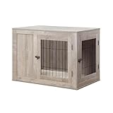 unipaws Jaula de perro estilo mueble para perros pequeños, gris