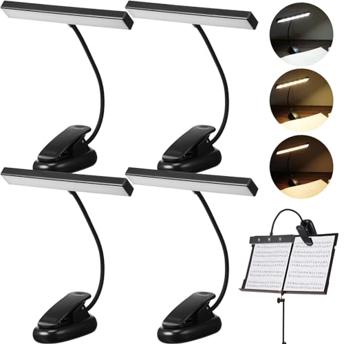 Retisee 4 Pcs Music Stand Light 18 LED Piano Light Clip on Piano Lamp Adjustable Reading Light USB and AAA Battery (Not Included) Operated, 4 Color Temperature Optional