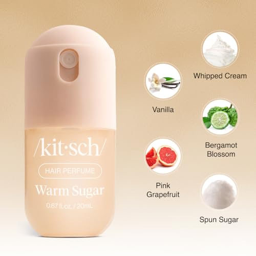 Image of Kitsch Hair Perfume for Women - Warm Sugar, 20mL | Clean, Deodorizing & Patented Odor-Eliminating Technology Hair Spray & Body Mist | Freshen Hair, Body & Pillows