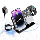 NORMIA RITA 4-in-1 Wireless Charging Station for Apple Devices, 18W Fast Charge Wireless Charger Alarm Clock and Temperature Display, Wireless Charger Stand for iPhone 16 15 14 13 12, Apple Watch