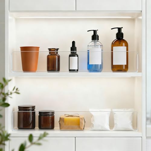 Modixun Verdickte Acryl-Regal-Trennwände mit Klebebändern, 30 x 4 x 6 cm (L x B x H), transparent, L-Form, Regaltrenner für Schrank, Organisation, Schrank, Schublade, Einzelhandel, 4 Stück