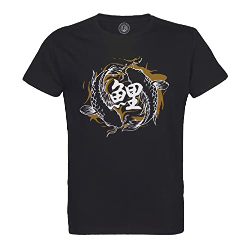 T-shirt homme col rond coton bio carpe koi anti-déformation Japon