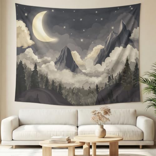 Tapisserie murales moderne scène de nuit fantasy lune décoration salon 240x320 cm