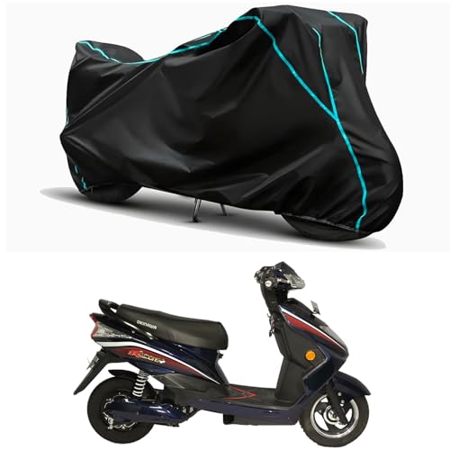 Image of Waterproof Bike Body Cover Compatible for | Okinawa Ridge | Taffeta Fabric, Sky Piping Design, Bottom Elastic Fit | Dustproof, Sun UV & Rain Protection for All Weather.