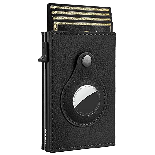Image of AirTag Wallet for Mens Wallet,Card Holder for AirTag,Smart,RFID Blocking,Slim Wallet for Front Pocket-8-12 Card Capacity (Pu Leather, Lichee Black)