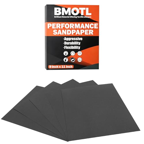 BMOTL 320 Grit Sandpaper Sheets 9x1112Pcs Wet Dry Silicon Carbide Fine Sand Paper for Wood Furniture Finishing Automotive Polishing Metal Sanding