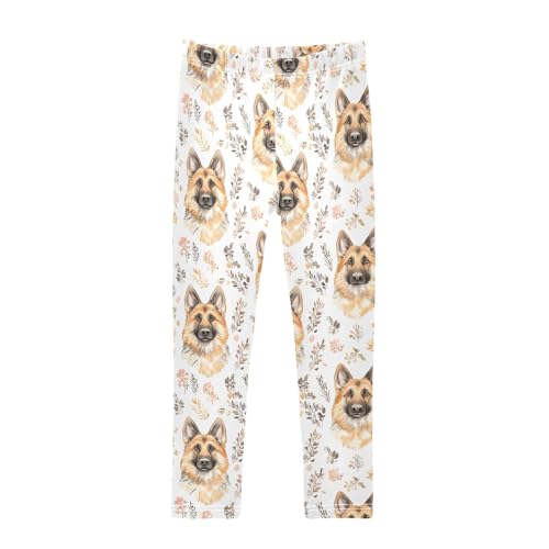 ALAZA Girls' Leggings Children's Yoga Pants Skinny Printed Dance German Shepherd Comfortable 4T