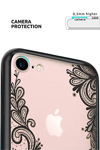 Viromo Matte Slim Case With Full Camera Protection (Camera Cover), Lace Flower Design On Hard Back For Women, Girls (For Iphone 8/7/Se) #TOP3