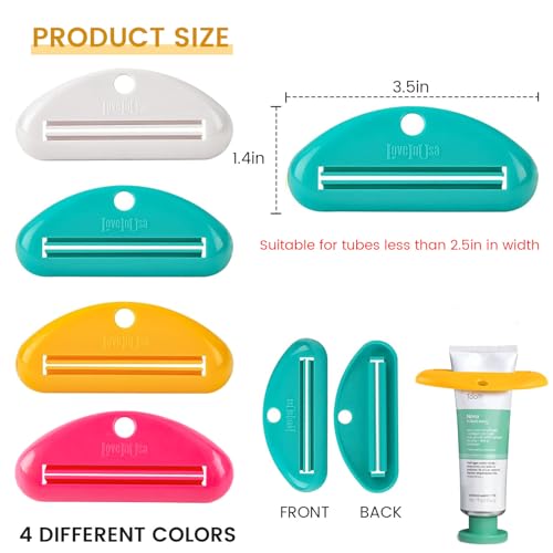 loveinusa toothpaste tube squeezer dispenser- 4 pack random colors