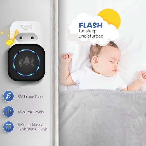 Image of Wireless Door Bell for Home and Office, Small Calling Bell for Office, Upto 1000 Feet Range with 36 Melodies Chimes, LED Flash, 3 Level Volume Doorbell Alarm (Transmitter & 2 Receiver)