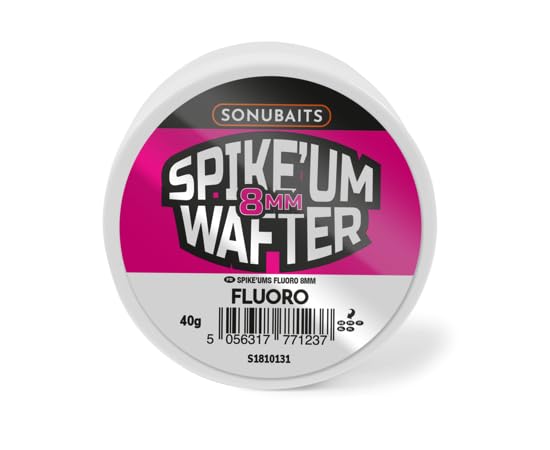 Preston SonuBaits Spike'um Wafters 8mm Fluoro, 40g Tub, Match Fishing Hookbaits, Critically Balanced, Perfect Texture, Castable, Nusiance Fish Proof, Long Lasting Bouyancy.