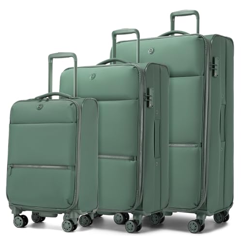 Miss Lulu Lot de 3 Valises Souples 85/74.5/59.5 cm, Set Valise Voyage avec Grande Valise Soute 112L & Moyenne 76.5L Extensibles, Valise Cabine 32L, Cadenas...