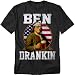 Popfunk Ben Franklin Drankin T Shirt – Funny Patriotic Drinking Humor Tee for Men or Women, Unisex Adult, Black, Large